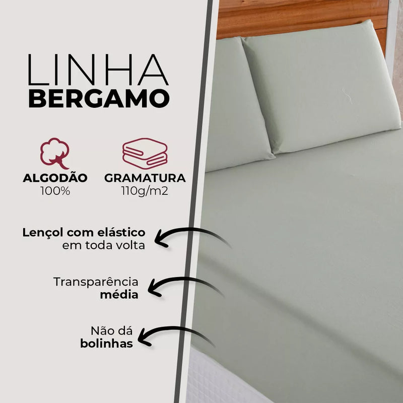 Jogo De Lençol Elástico 100% Algodão, Cama Casal Padrão Box 3 Peças